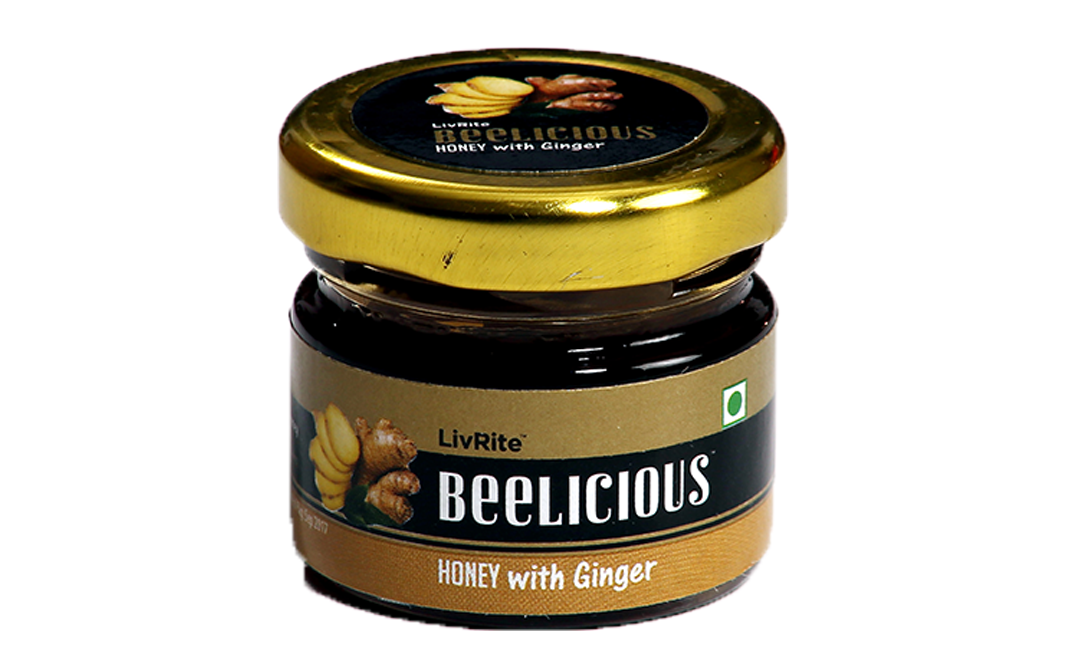 LivRite Beelicious Honey with Ginger    Glass Jar  30 grams